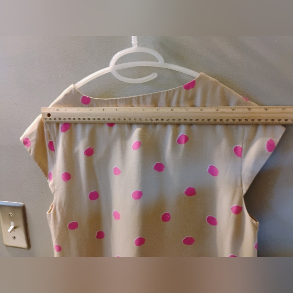 Kate Spade Shawna Silk Shift Dress Beige/Pink Polka Dot Size 8 - Picture 12 of 12